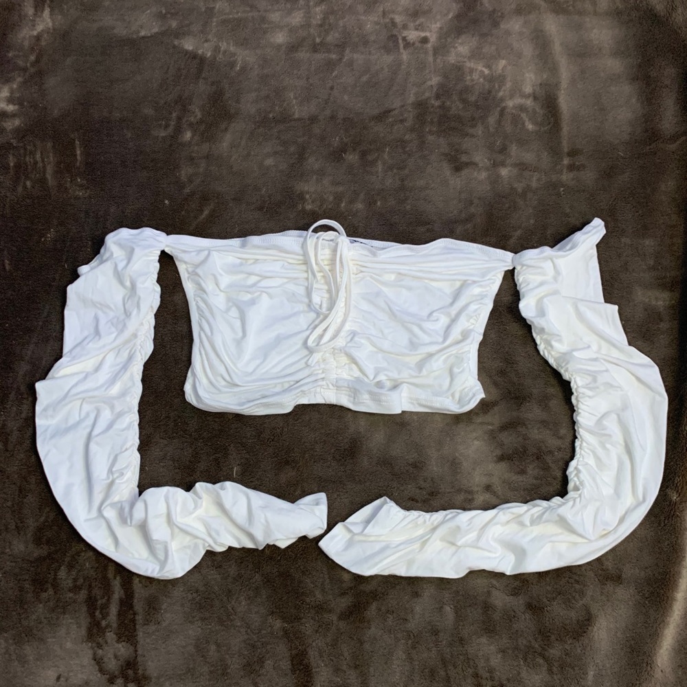 Drawstring Off the Shoulder Crop Top